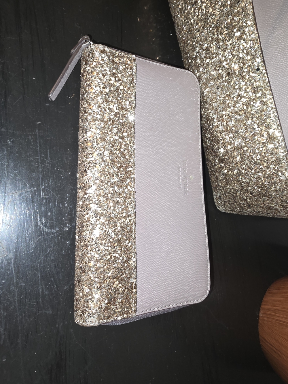 Kate Spade Greta Court Glitter Penny Tote in a gray Saffiano leather - Picture 2 of 7